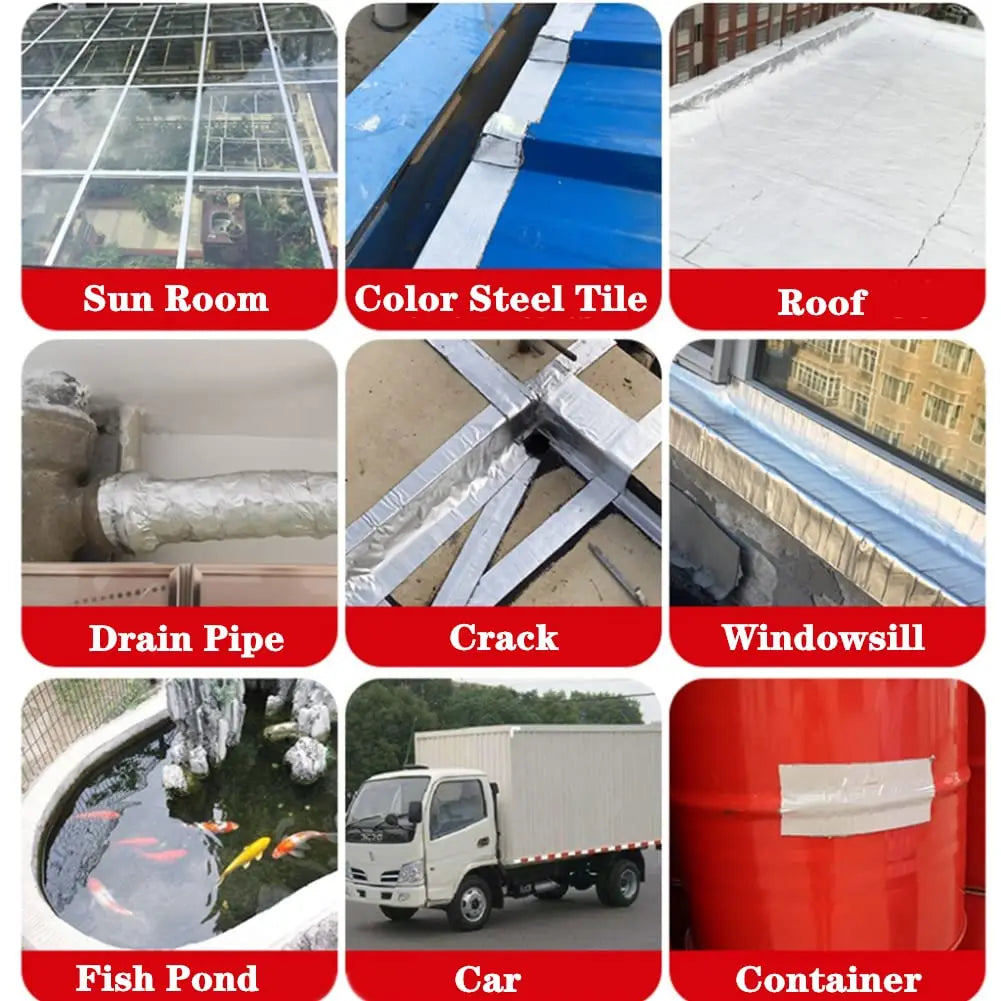 Waterproof Tape High Temperature Resistance Aluminum Foil Thicken Butyl Tape Wall Pool Roof Crack Duct Repair Sealed Self Tape Beauty World Shop