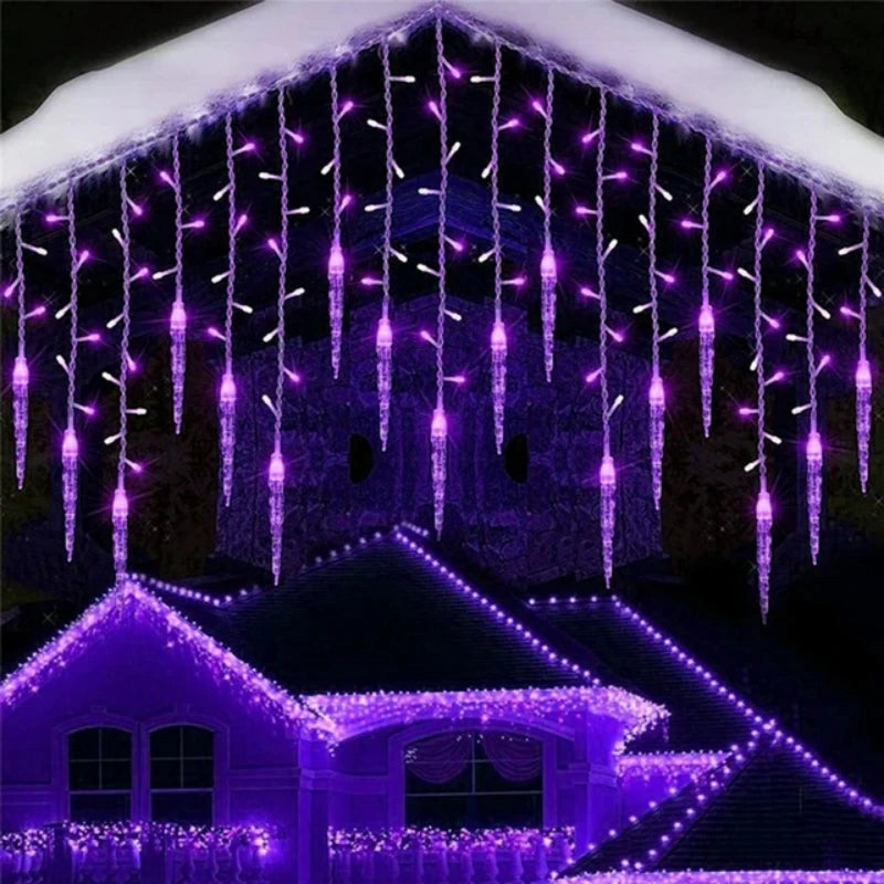 Christmas Garland LED Icicle Curtain String Lights Droop Outdoor Garden Street Wedding Decorative lighting Steady on Beauty World Shop