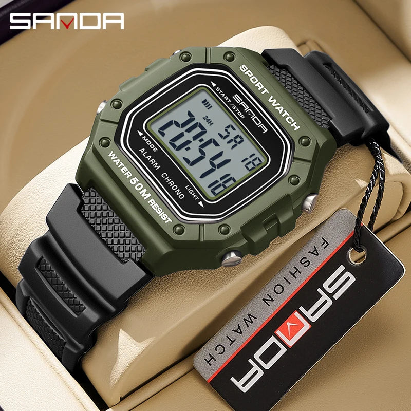 SANDA 2156 Fashion Mens Watch Military Water Resistant Sport Watches Army Big Dial Led Digital Wristwatches Stopwatches For Male Beauty World Shop