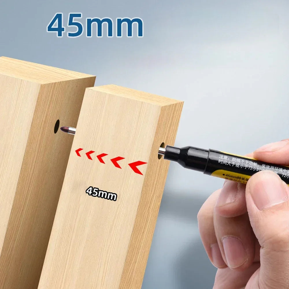 45mm Waterproof Deep Hole Marker Pens Long Nib Head Carpenter Pen Black/Blue/Red Ink for Multi-Purpose Woodworking Hand Tools Beauty World Shop