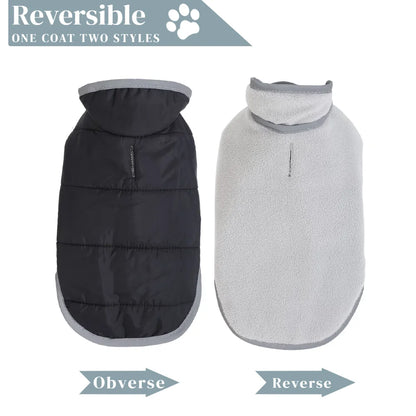 Reflective Pet Jacket With Leash Hole Reversible Waterproof Dog Outfits For Small Medium Dogs Cat Warm Chihuahua Vest For Winter