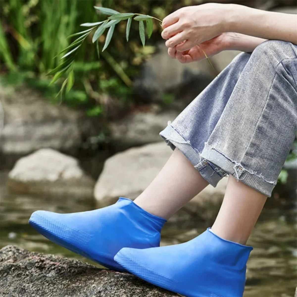 1 Pair Rubber Rain Boot Overshoes For Outdoor Use, Silicone Waterproof Shoe Covers, Rainy Day Shoe Cover, Reusable Non-Slip Rain Beauty Fashion
