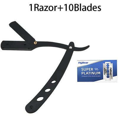 Men Shaving Barber Razor Black Classic Folding Shaving Knife Armpit Hair Pubic Hair Shaver Stainless Steel Straight Razor Holder Beauty World Shop