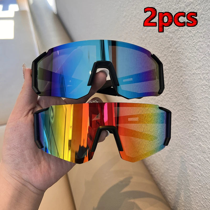 Hiking 2pcs Cycling Anti Light Glasses Men Women UV400 Sandproof Eye Protector Shades Outdoor Sports Goggle Anti Radiation Lens Beauty World Shop