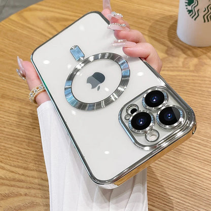 Plating Soft TPU Full Lens Protect Case for iPhone 13 14 12 11 15 Pro Max Plus Magsafe Magnetic Phone Case Wireless Charge Cover Beauty World Shop