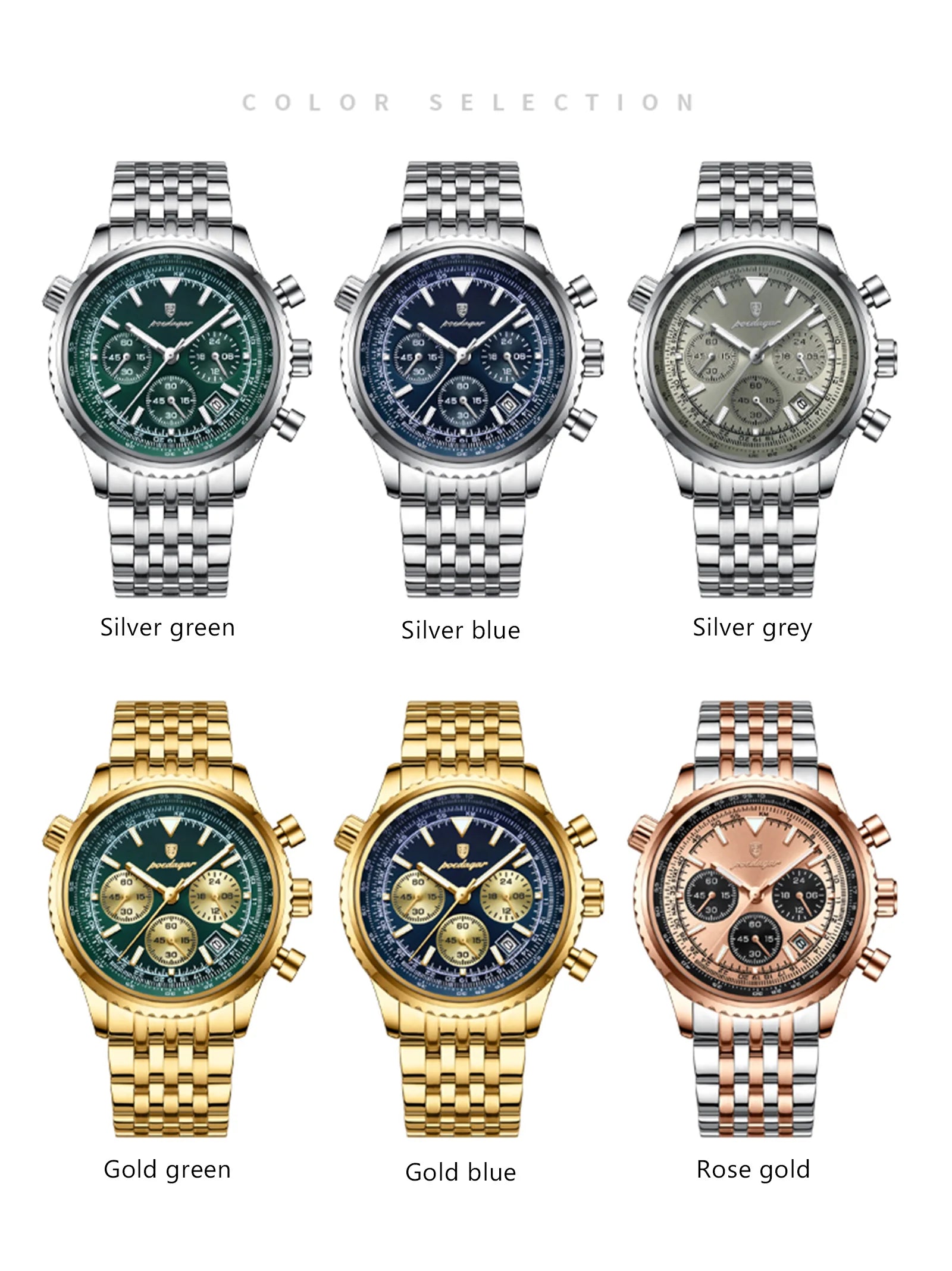 POEDAGAR Luxury Fashion Men Watch Stainless Steel Waterproof Luminous Quartz Male Clock Date Chronograph Military Men's Watches Beauty World Shop