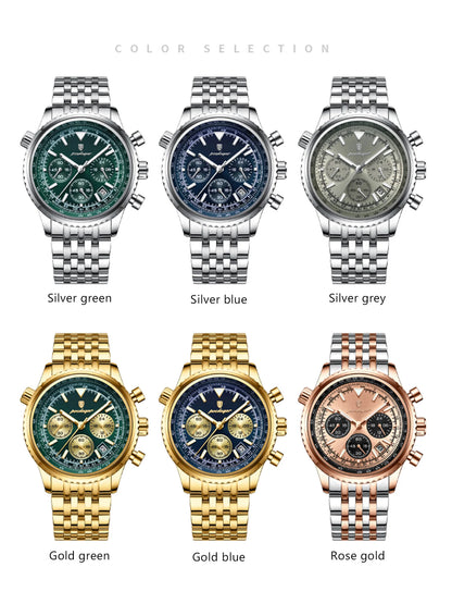 POEDAGAR Luxury Fashion Men Watch Stainless Steel Waterproof Luminous Quartz Male Clock Date Chronograph Military Men's Watches Beauty World Shop