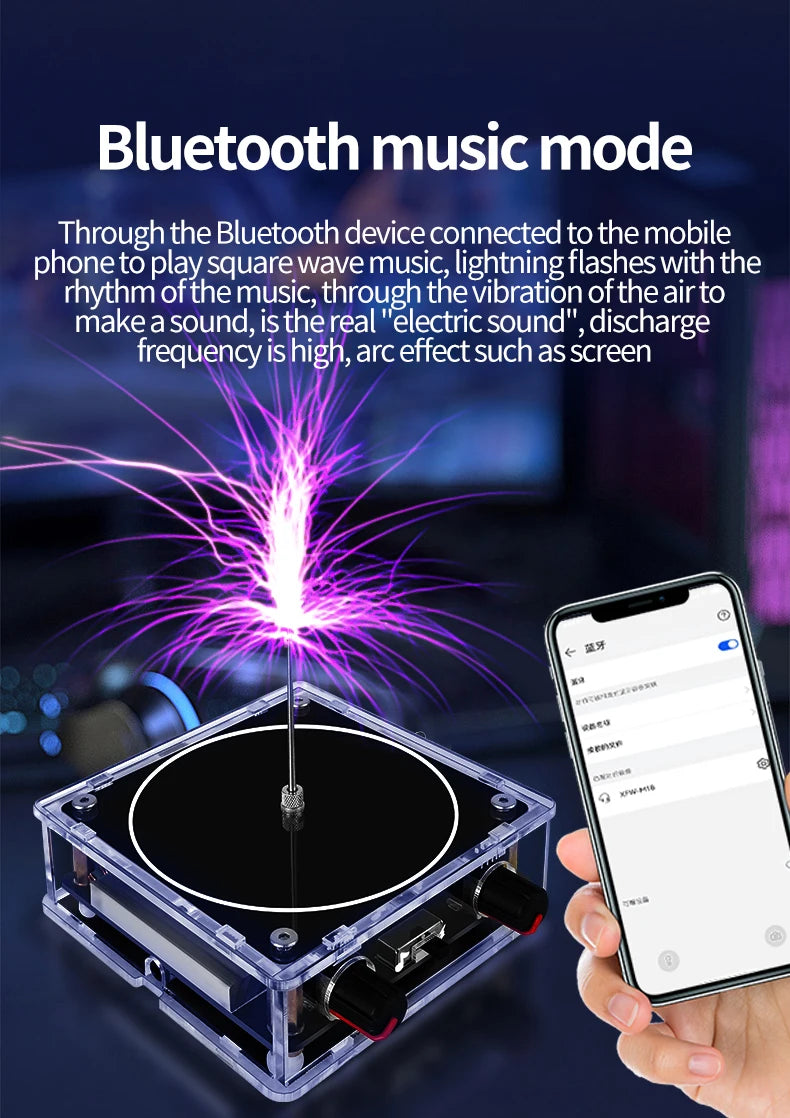 Music Tesla Coil Bluetooth/AUX Dual Mode Music Box Artificial Lightning Touchable Audio Input Bluetooth Science Experiments ﻿ Beauty World Shop