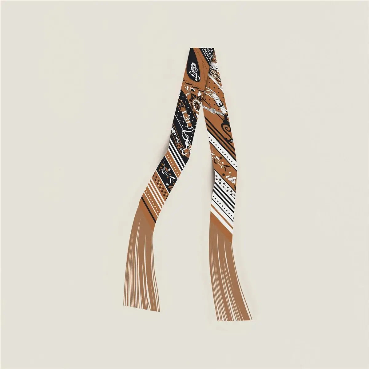 130x5cm Tassel Cashew Print Scarf Women's All-season Twill Silk Decorative Ribbon Multi-purpose Bag Hair Tie Belt Scarf Beauty World Shop