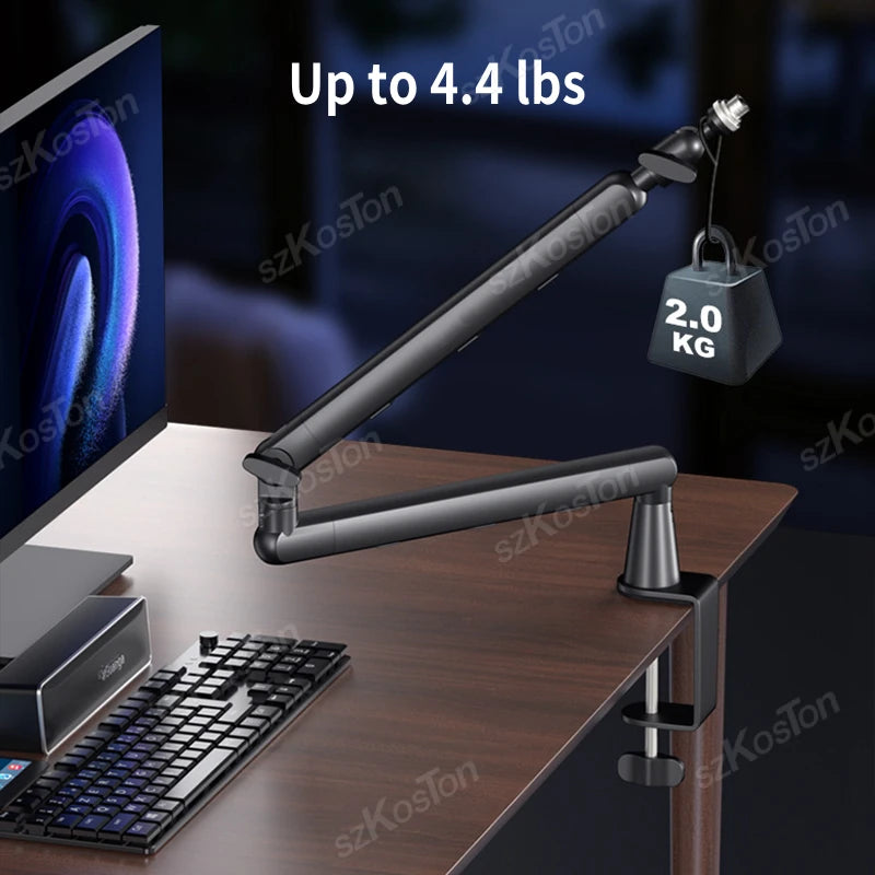 Professional Studio Low Profile Mic Arm with Extended Riser Cable Management Adjustable Microphone Stand for SM7B MV7 AM8 K688 Beauty World Shop