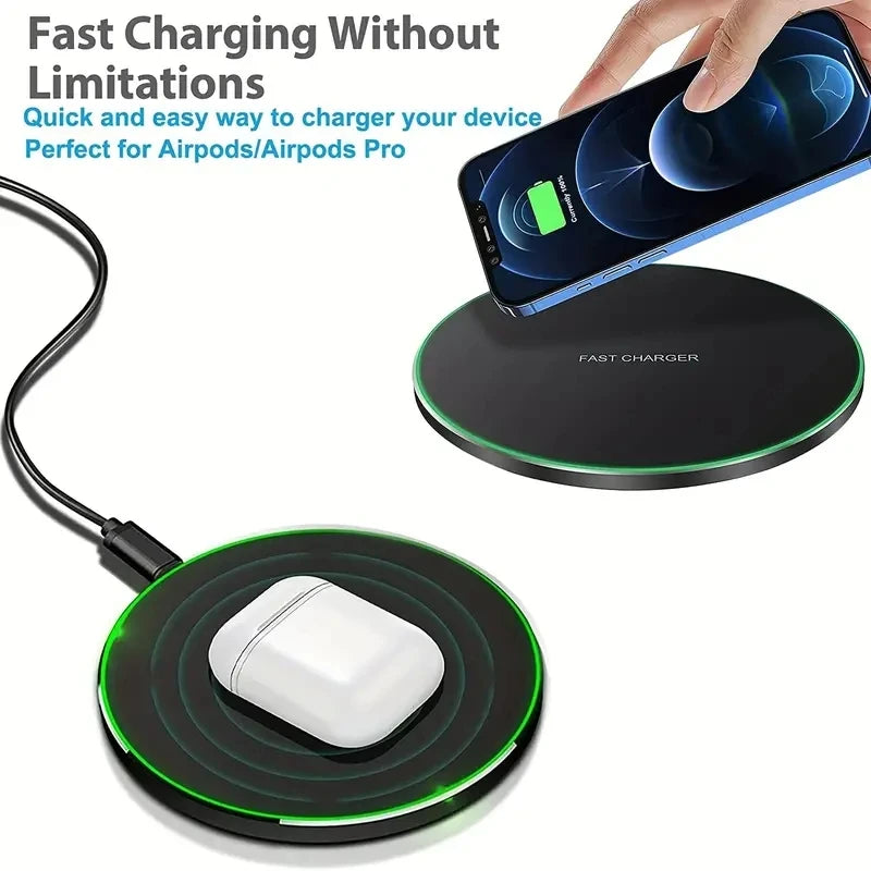 30W Wireless Charger For iPhone 15 14 13 12 X Pro Max Induction Fast Charging Pad Dock Station For Samsung S23 S22 Xiaomi Huawei Beauty World Shop