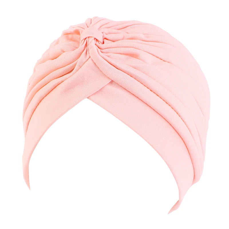 New Knotted Ruffle Turban Ladies Soft Headscarf Casual Streetwear Female Muslim Hijab Indian Hats Cancer Chemo Cap Turbante Beauty World Shop