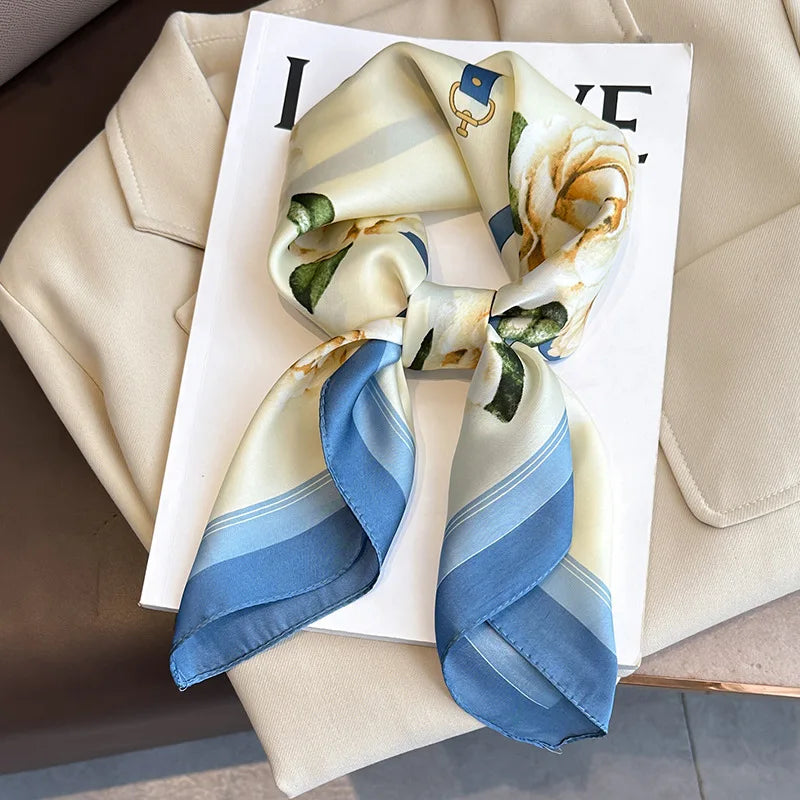 2025 New Fashion Luxury Printed Square Shawl Women 70x70cm Pashmina Silk Scarf Neck Headband Bandana Beauty World Shop