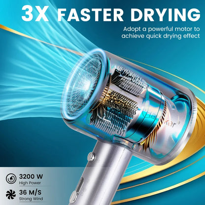Salon 3200W Hair Dryer,Professional Ionic Hair Blow Dryer,High-speed Hair Dryer,Heat Protection Hairdryer,Hair Styling Hairdryer