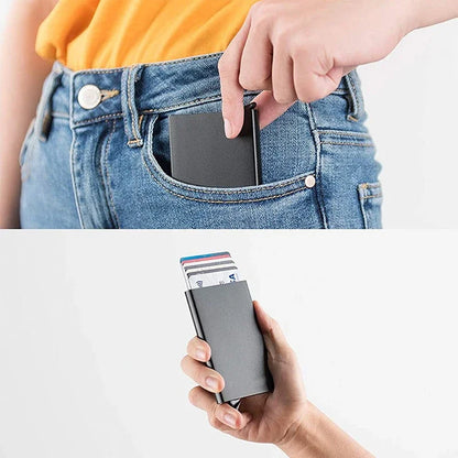 Rfid Smart Wallet Card Holder Metal Thin Slim Men Women Wallets Pop Up Minimalist Wallet Small Black Purse Vallet Walets for Men Beauty World Shop