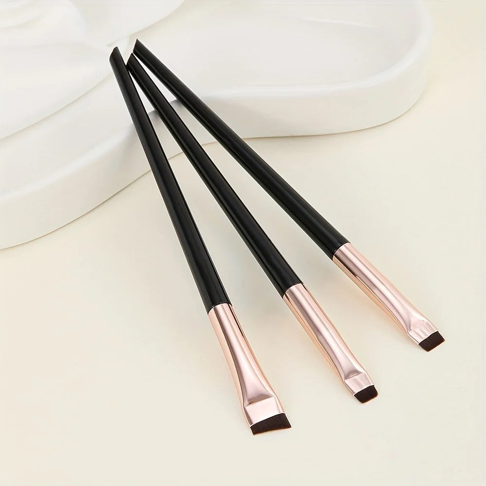 Ultra-Thin Eyebrow Brush Set -3Pcs Angled Precision Eyeliner MakeupBrushes, Synthetic Bristles Slanted Eyeshadow Eye Brow Tintin Beauty World Shop