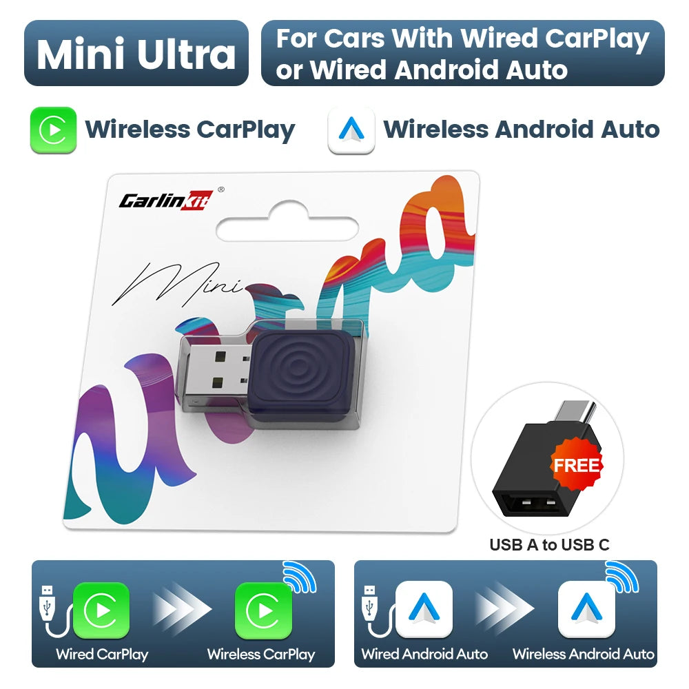 CarlinKit 5.0 Mini Ultra Wireless Adapter Wireless CarPlay Android Auto For OEM Car Plug and Play WiFi Bluetooth Auto Connection Beauty World Shop