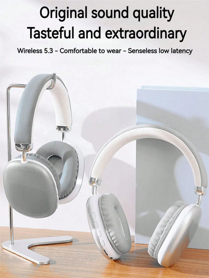 Bluetooth Headphones Over Ear Wireless Headset HiFi Music Gaming Comfortable Mic for iPhone Android PC Silver Beauty World Shop