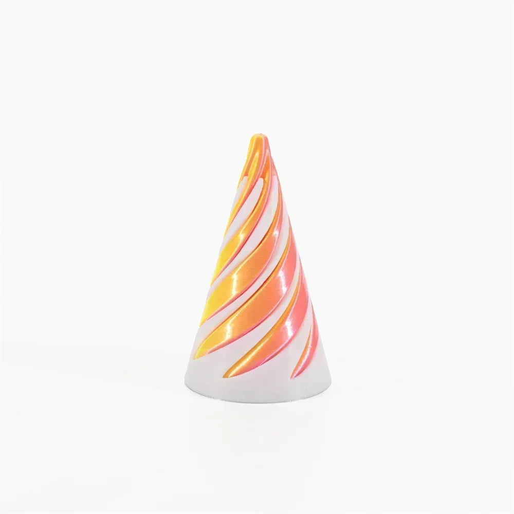 3D Printed Spiral Cone Pyramid Passthrough Sculpture Pass Through Pyramid Toy Mini Vortex Thread illusion Cone Spiral Ornament Beauty World Shop
