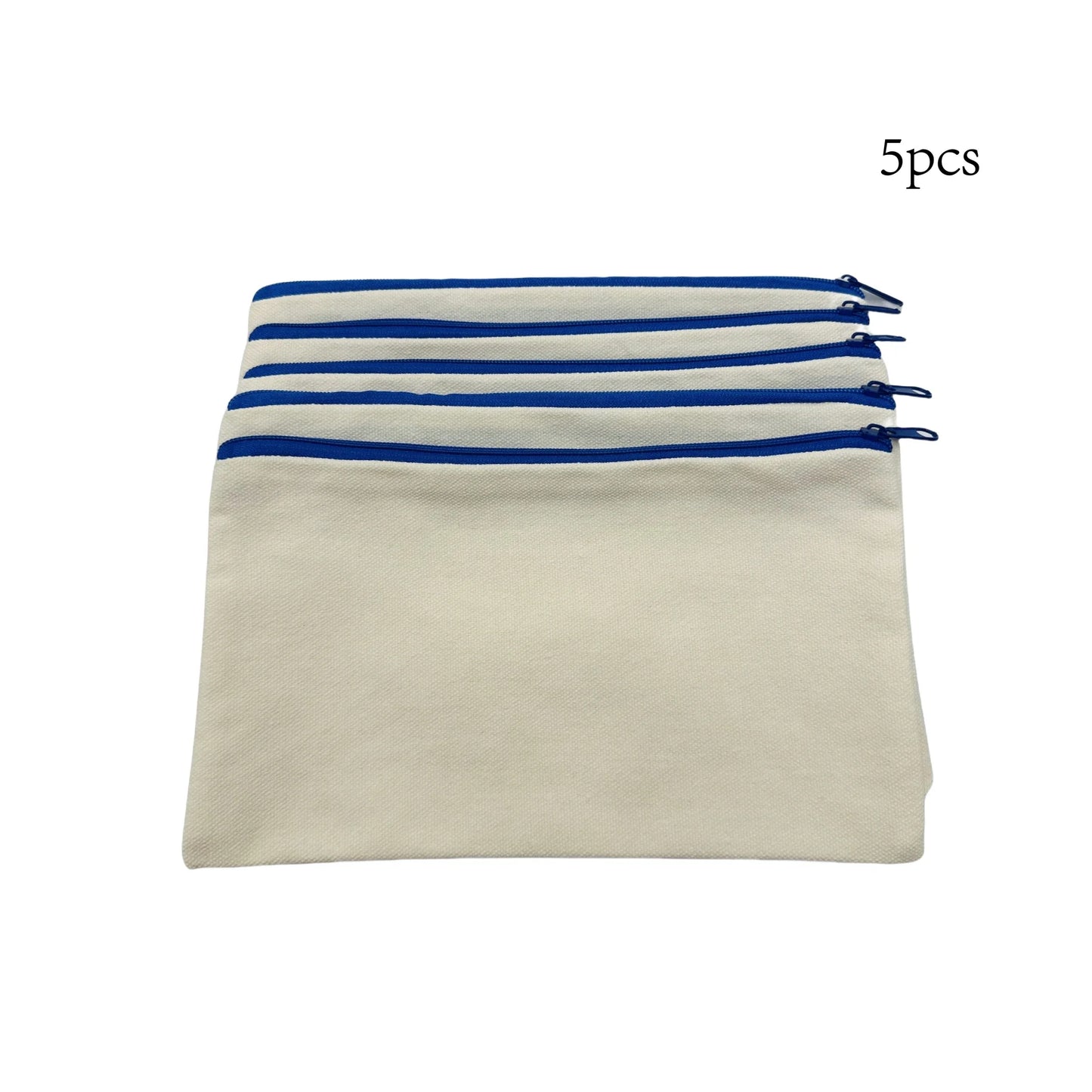 5pcs Blank Canvas Zipper Pouch Bulk, Makeup Bag Pencil Case For Cosmetic & DIY Crafts, Independence Day Beauty World Shop