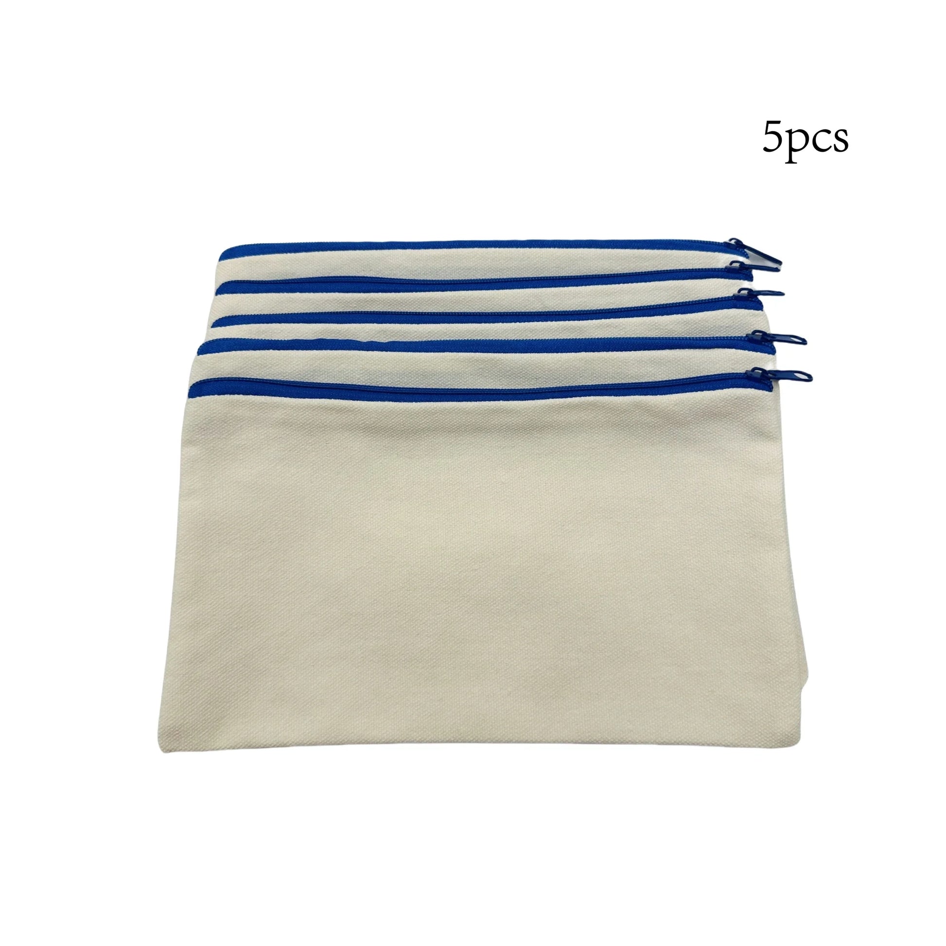 5pcs Blank Canvas Zipper Pouch Bulk, Makeup Bag Pencil Case For Cosmetic & DIY Crafts, Independence Day Beauty World Shop