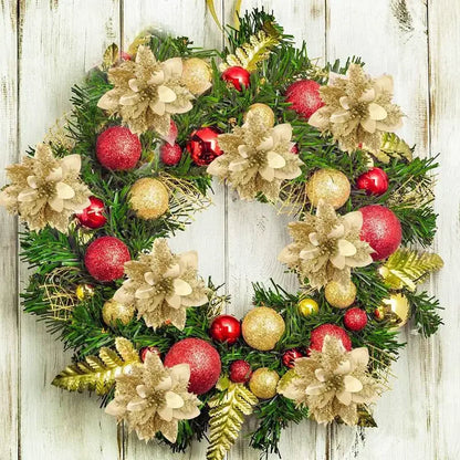 Christmas Glitter Artificial Flowers Christmas Tree Hanging Ornaments Fake Flower for Home 2025 Xmas New Year 2026 Navidad Gift Beauty World Shop