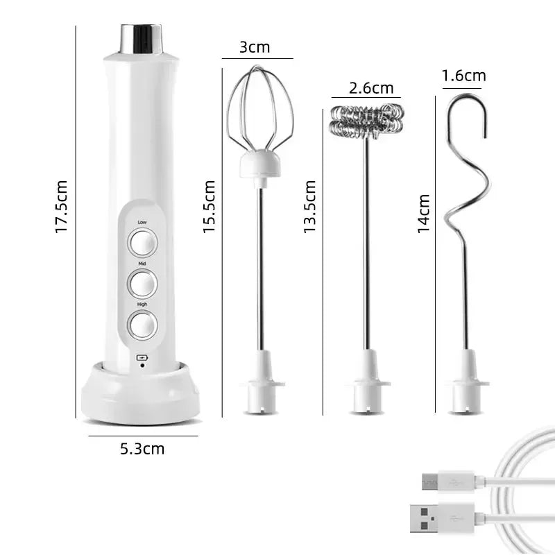 Wireless Milk Foam USB Rechargeable Handheld Electric Foam Maker 3 Speeds for Latte Cappuccino Hot Chocolate Coffee Whisk Mixer Beauty World Shop