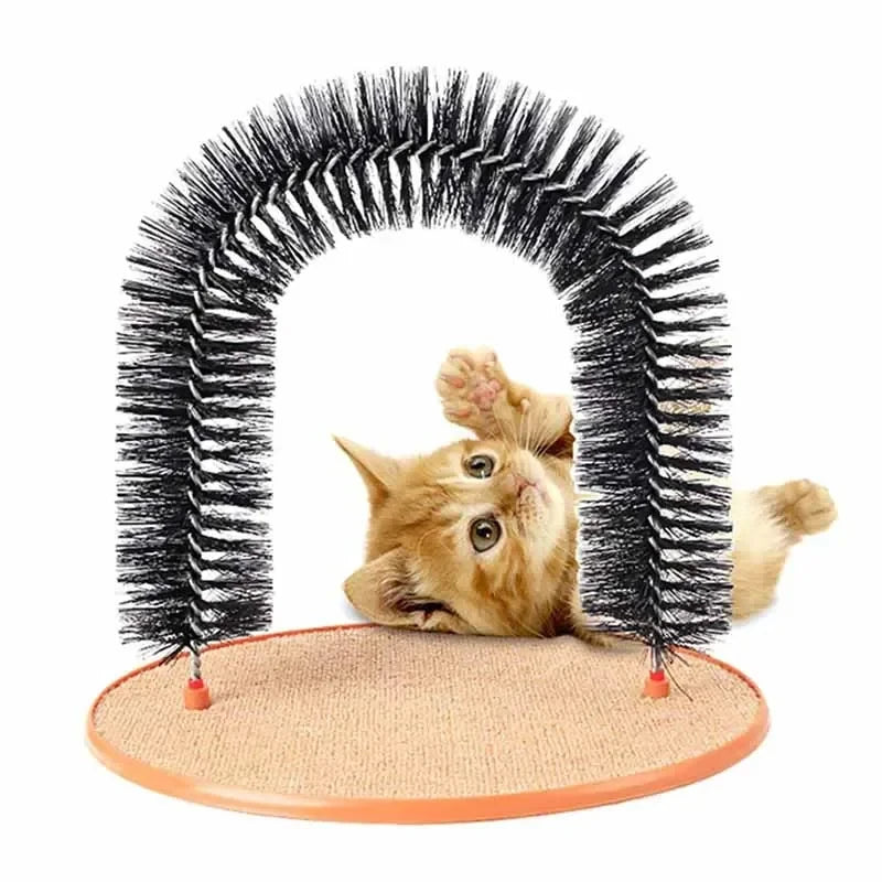 Cat Toy Arch Self Groome Pamper Feline with A Massage Grooming Rubbing Brush with Scratching Pad Toy for Cats Interactive Toys Beauty World Shop