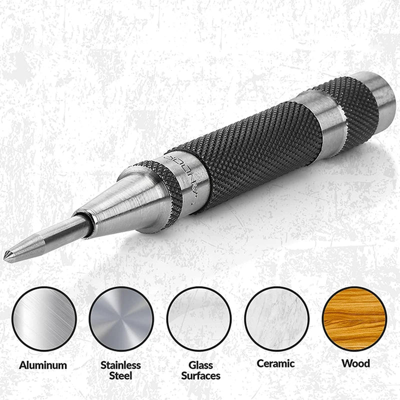 Auto Center Puncher Hole Marker Wood Metal Steel Spring Load Kerner Drill Locator Heavy Duty Punch Carpentry Automatic Hand Tool Beauty World Shop