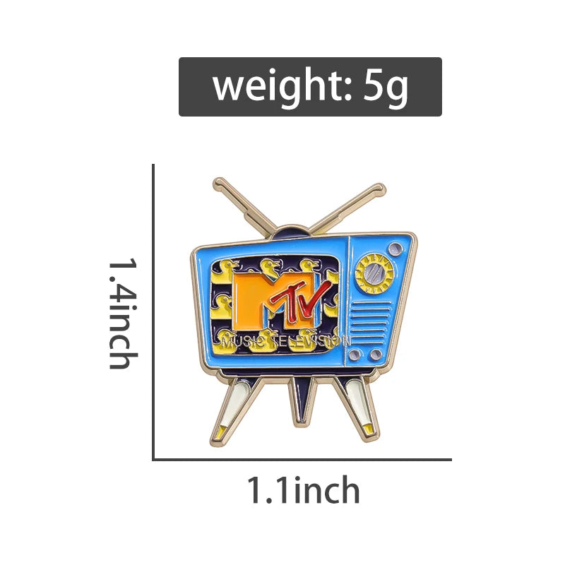 Creative Retro Television Enamel Pins Funny Cartoon 80’s Vintage Metal Brooches Backpack Lapel Badge Jewelry Gift for Friends Beauty World Shop