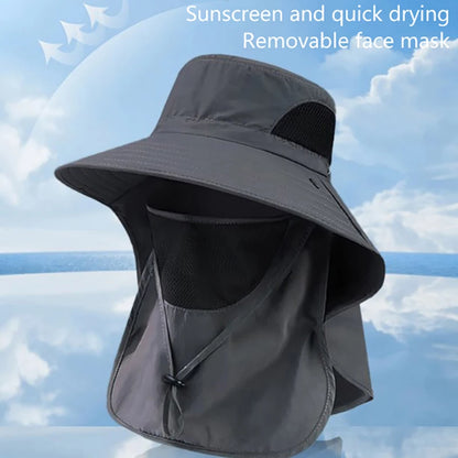 Summer Sun Hats UV Protection Outdoor Hunting Fishing Cap For Men Women Hiking Camping Visor Bucket Hat Neck Flap Fisherman Hat Beauty World Shop