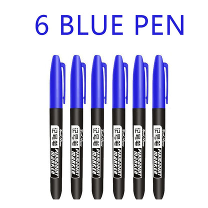 6 Pcs/Set Permanent Art Marker Pen Fine Point Waterproof Ink Thin Nib Crude Nib Black Blue Red Ink 1.5mm Fine Color Marker Pens Beauty World Shop
