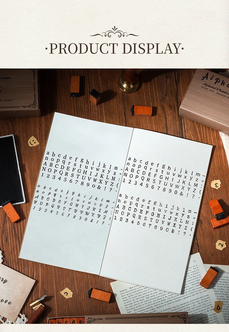 Journal GO 70pcs/set Wooden Rubber Alphabet Letter Number Stamp Set for Card Collage Junk Journal Scrapbooking DIY Standard Seal Beauty World Shop