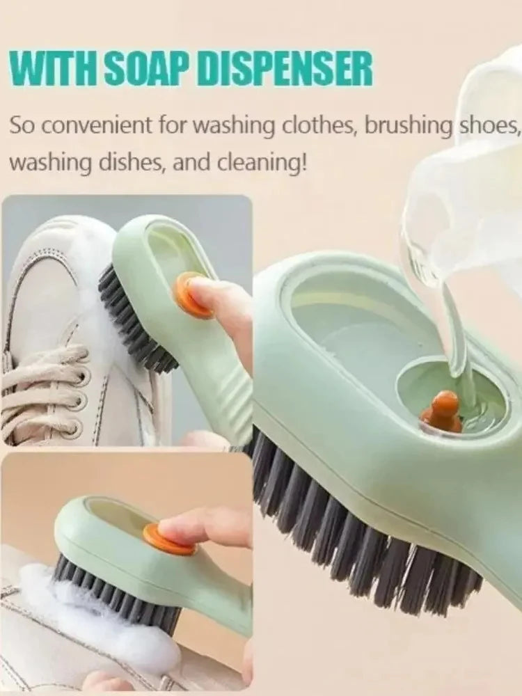 Multifunction Cleaning Shoe Brush Soft Automatic Liquid Shoe Brush Long Handle Clothes Soap Brush With Hook Clean Tool Beauty Fashion