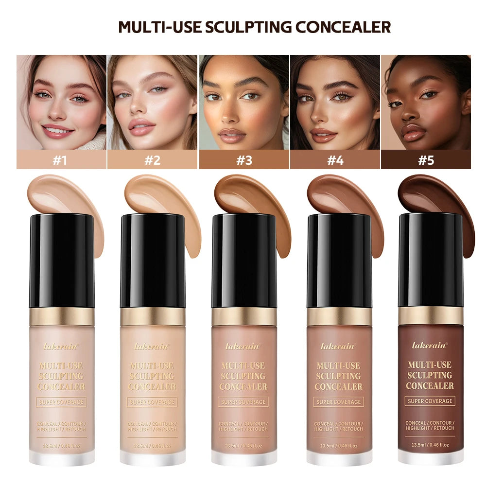Long-lasting Coverage Concealer Matte Foundation Multi-Use Cream Oil Free Highlight and Retouch Face Makeup Products for Women Beauty World Shop