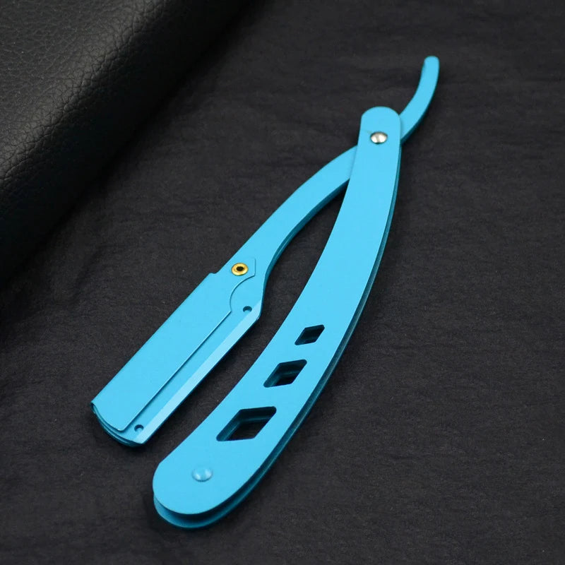 Men Shaving Barber Tools Hair Razor and Blades Antique Black Folding Shaving Knife Unisex Hair Removal (Without Blade) Beauty World Shop