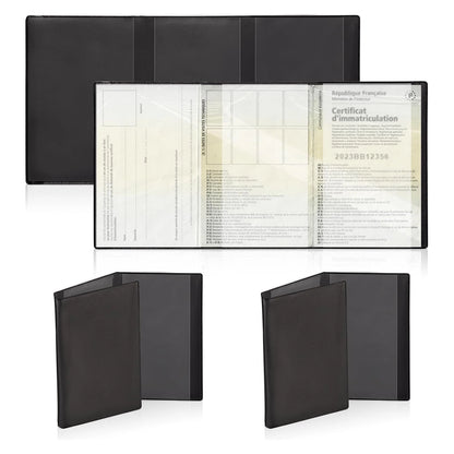 Gray card pocket package and registration Protection cover insurance-plastic transparent pouch for Motorbike Car Documents (1/2, black) Beauty World Shop