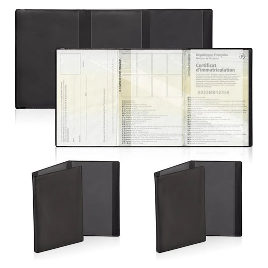 Gray card pocket package and registration Protection cover insurance-plastic transparent pouch for Motorbike Car Documents (1/2, black) Beauty World Shop