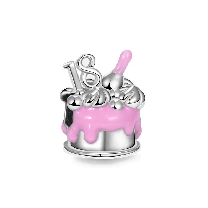 2025 Hot selling 925 Silver Pink Bird Moon Pendant Suitable for European Bracelets DIY Accessories Women's Charm Jewelry Gifts Beauty World Shop