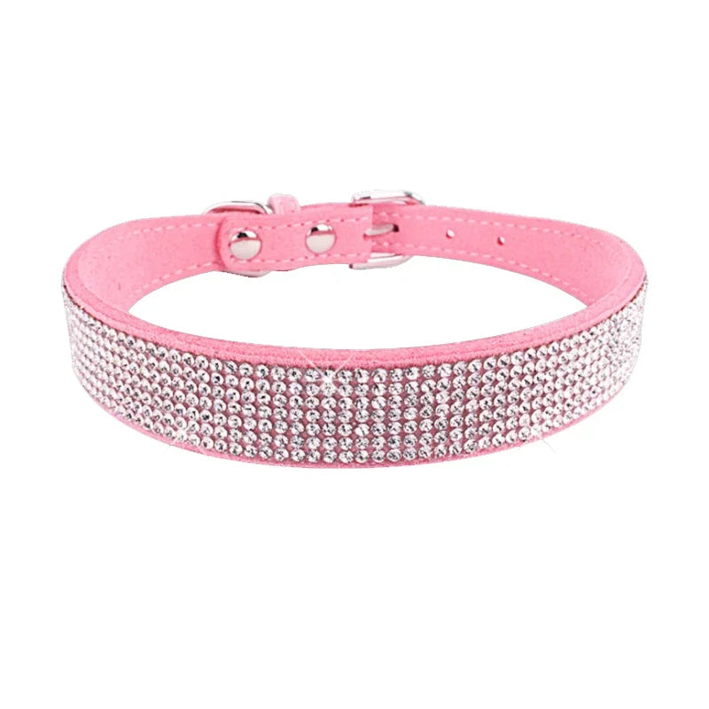 Dog Collar Crystal Glitter Rhinestone Pet Collars Zinc Alloy Buckle Collar For Small Medium Dogs Cats Chihuahua Pug Dog Collar Beauty World Shop