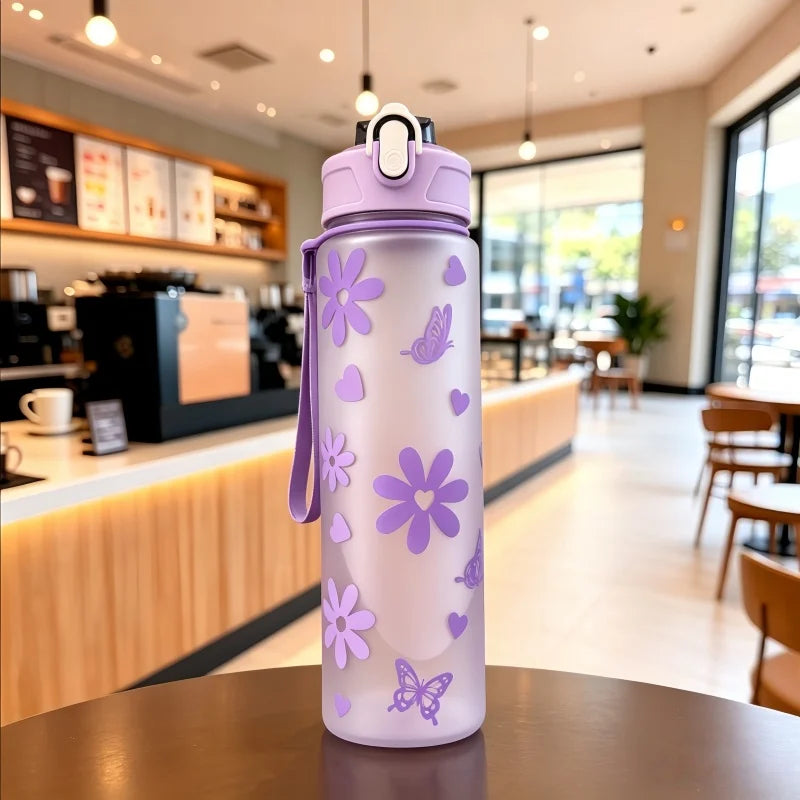 800ml/27oz Large Capacity Sports Water Bottle Leak Proof Plastic Drinking Cup With Time Scale Suitable For Travel Fitness Sports Beauty World Shop