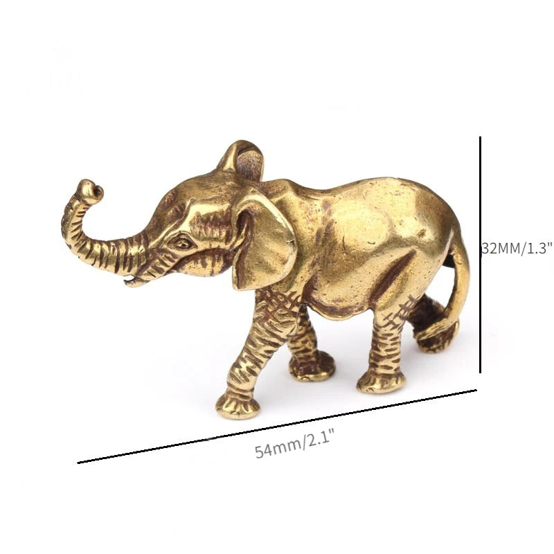 Antique Bronze Minature Elephant Figurines Tea Pet Table Ornament Decorations Solid Copper Animal Crafts Home Decor Living Room Beauty World Shop