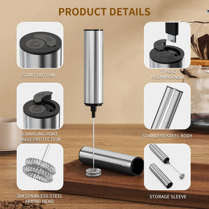 Kitchen Powerful Stirrer Milk Frother Handheld Foam Maker for Lattes Whisk Drink Mixer Coffee Electric Rechargable Egg Beater Beauty World Shop