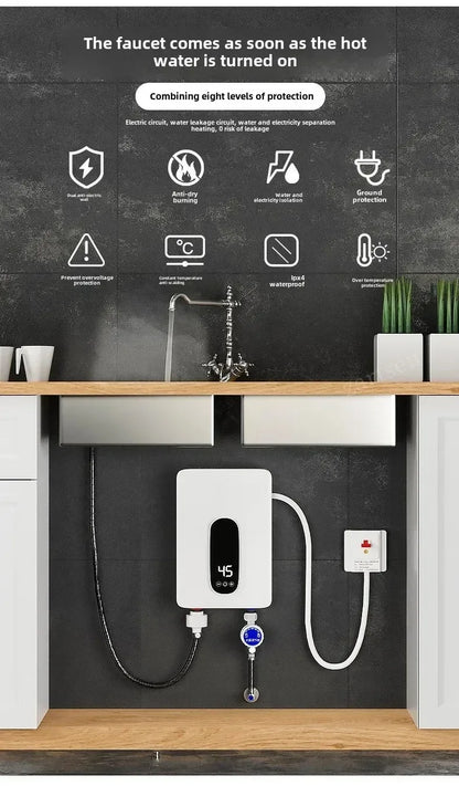 220V Instant Hot Water Heater Tankless Electric Compact for Bathroom Toilet Energy Saving On-Demand Solution Beauty World Shop