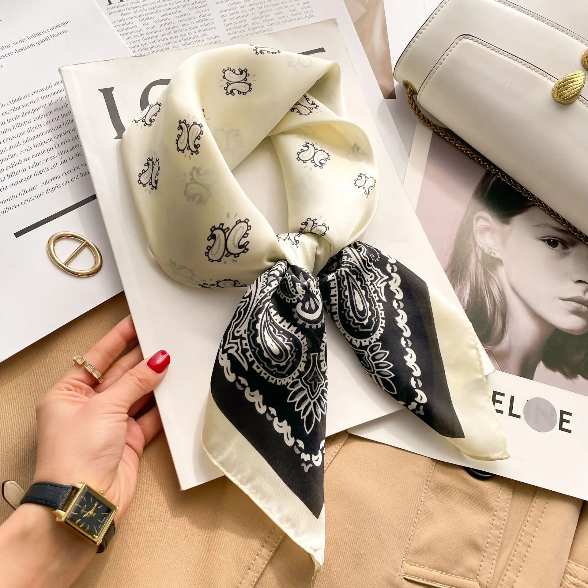 Luxury Silk Scarf Neckerchief Women's Silk Square Scarf Purse Scarf for Women Designer Silk Headscarf SJ01 Beauty World Shop
