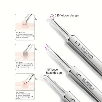 8-Piece Blackhead Remover Kit – Stainless Steel Blemish & Acne Extraction Tools – Professional Pimple Popper Set for All Skin Beauty World Shop