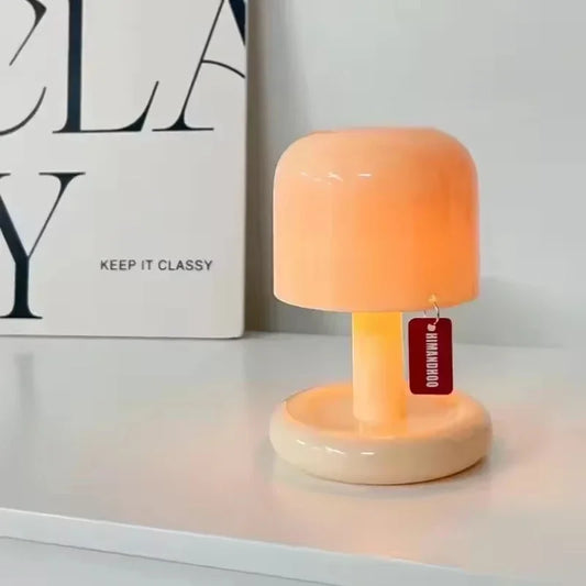 Mini Creative Mushroom Table Lamp Sunset Color Rechargeable Desktop Night Light for Bedroom Bedside Living Room Decor Kids Gift Beauty World Shop