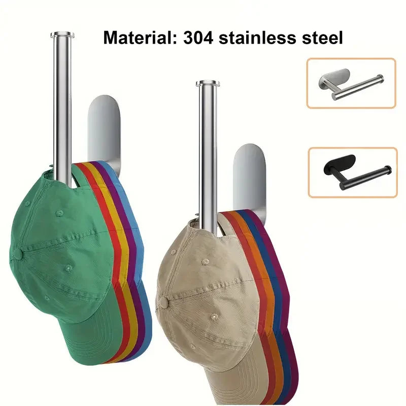 1/2pcs Stainless Steel Cap Hook For Wall, Minimalist No Drilling Hat Organizer, Household Storage Organizer Beauty Fashion