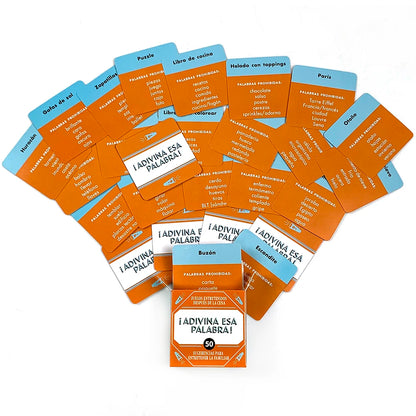 Spanish Mini Size Game Cards " Name That Word !" 50 Pcs Cards Game Family Gathering Card Game Camping Game Beauty World Shop