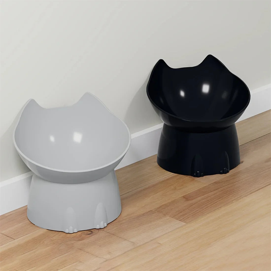 1pcs WhiskerWare Elevated Cat Bowl, Anti-Tip Plastic Raised Pet Feeding Dish with Tilted Edge, Neck Protection Kitty Food Beauty World Shop